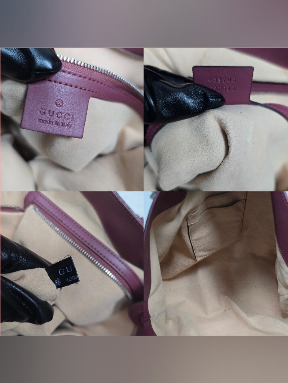 Gucci Floral GG Supreme Canvas Tote in Pink and Burgundy - Picture 12 of 15
